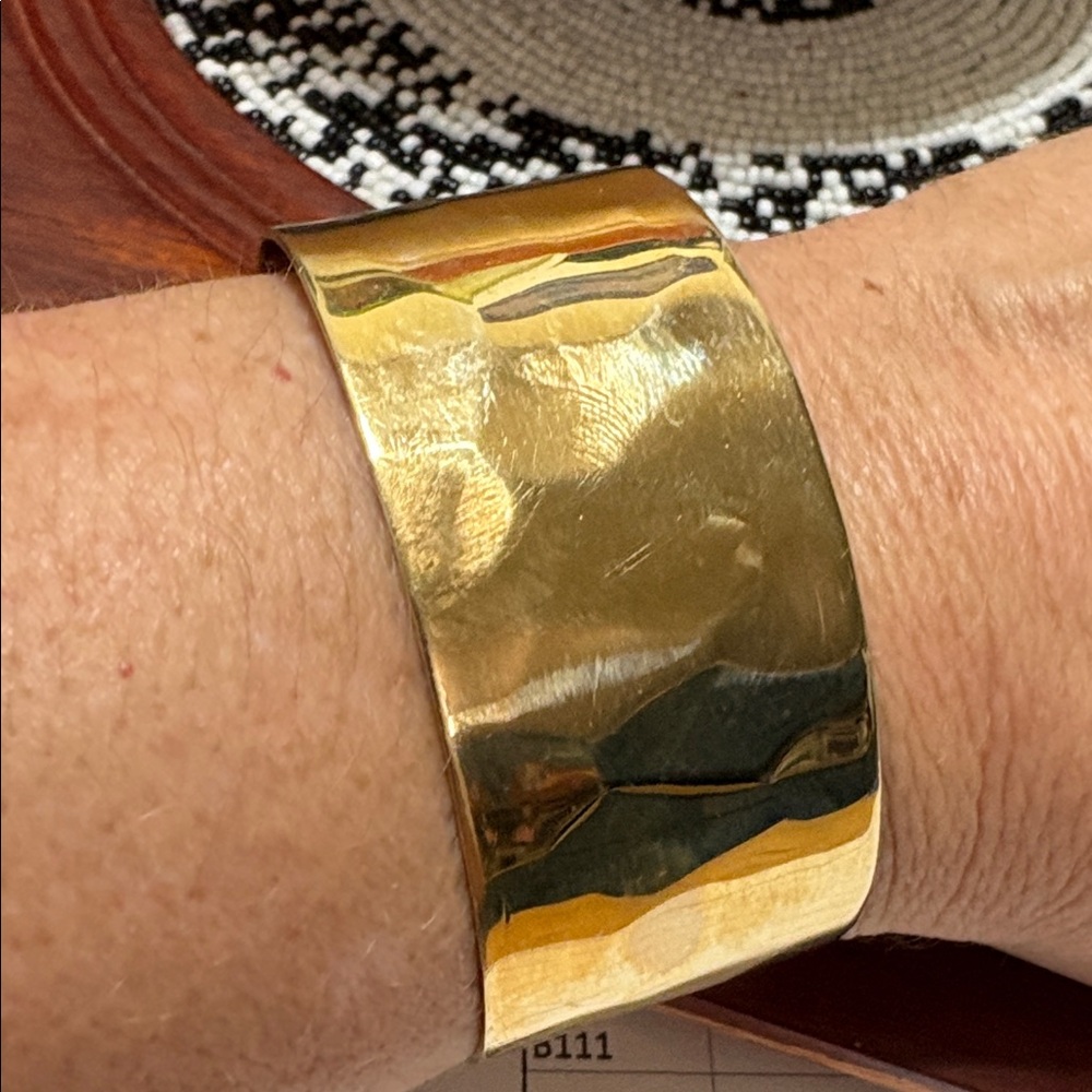 B110 Gold Hammered Cuff Bracelet